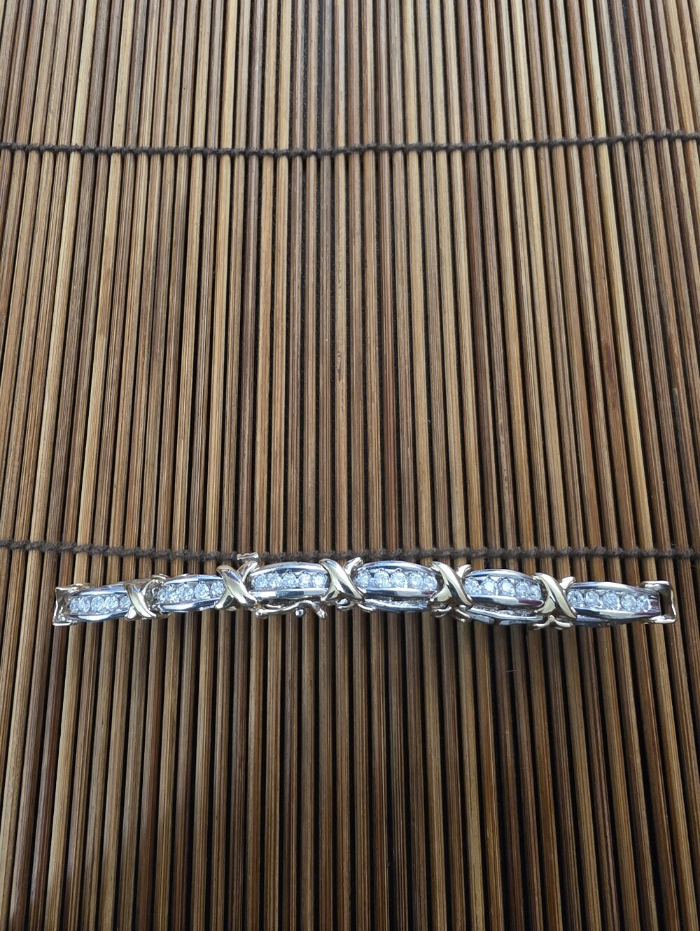 10k Diamond White, Yellow Gold XO Bracelet